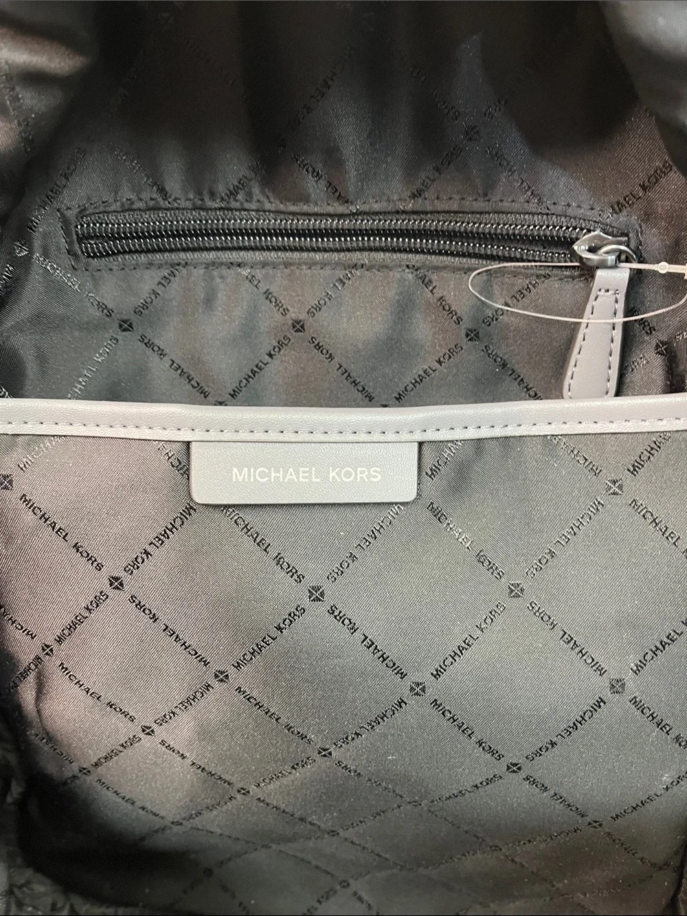 MICHAEL KORS RAE MEDIUM QUILTED NYLON BACKPACK MK LOGO DARK GRAY